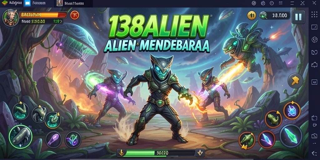 Tampilan gameplay seru di trek luar angkasa dalam 138ALIEN.