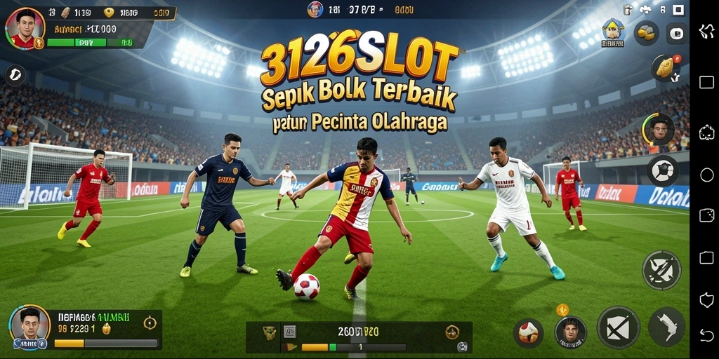Screenshot utama 3126SLOT menampilkan aksi seru di lapangan sepak bola.