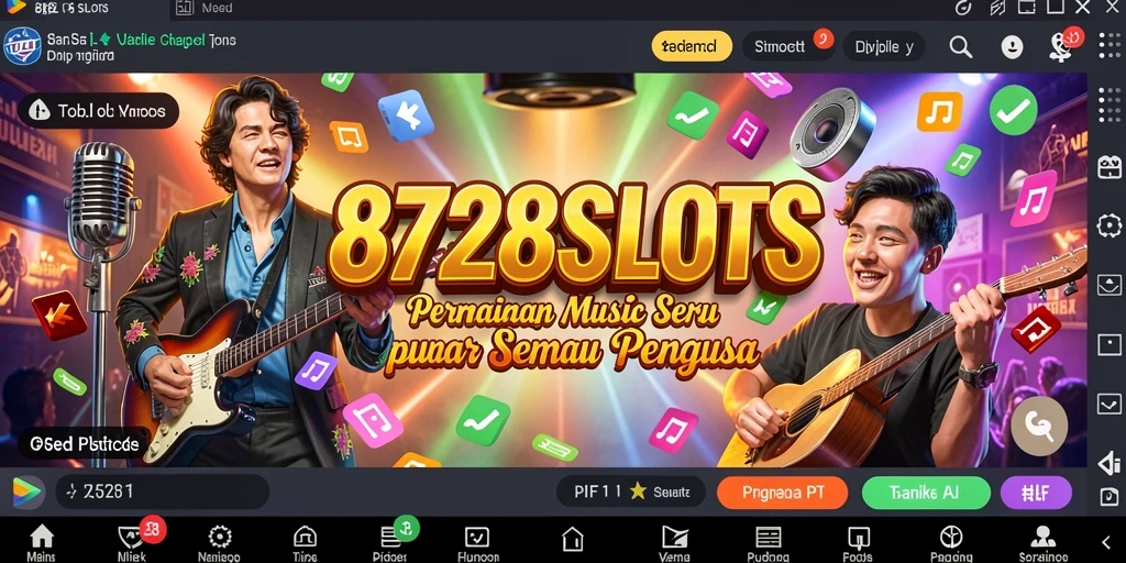 Tampilan gameplay 8728SLOTS dengan berbagai pilihan lagu menarik.