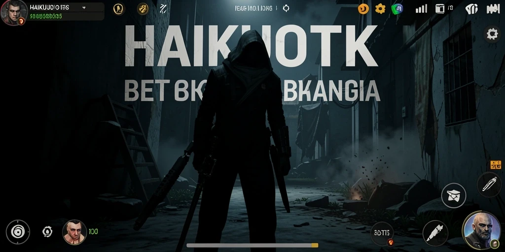 Tampilan gameplay menegangkan dalam HAIKUOTK dengan efek suara yang menyeramkan.