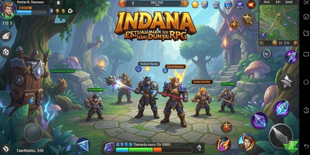 Screenshot gameplay <strong>INDAAA</strong> yang menunjukkan pertarungan epik dan eksplorasi dunia.