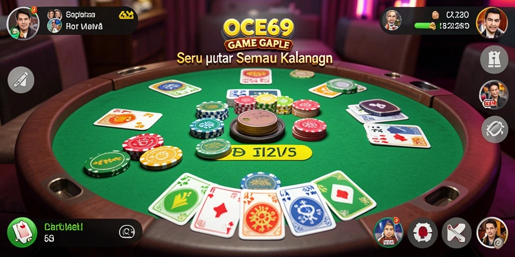 Screenshot OCE69 memperlihatkan antarmuka gameplay Gaple yang menarik.