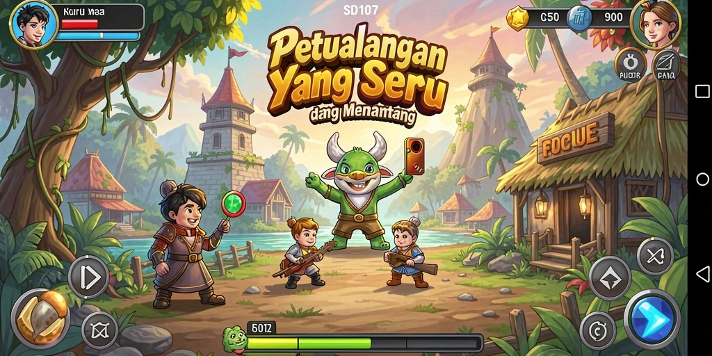 Screenshot utama menampilkan momen mendebarkan dalam petualangan SD107.